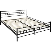Tectake tectake® Metallbett, robustes Stahlgestell, bodenschonende Kunststoffkappen, 180 x 200 cm