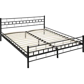 Tectake tectake® Metallbett, robustes Stahlgestell, bodenschonende Kunststoffkappen, 180 x 200 cm