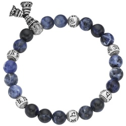 GIORGIO MARTELLO MILANO Armband Sodalith-Kugeln und tibetische Glücks-Symbole, Silber 925 blau