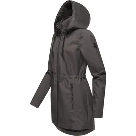 Ragwear Damen, Übergangsjacke leichte Jacke lang wasserdicht mit abnehmbarer Kapuze Dakkota II Dark Grey Melange Gr. M (38), grau (dunkelgrau), Obermaterial: 100% Polyester. Innenfutter: 100% Polyester, tailliert ca.