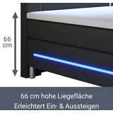 Juskys Norfolk – LED Beleuchtung, Bonell-Matratzen & schwarz