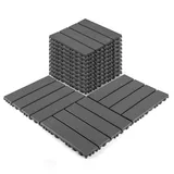 Kunststoff Klickfliesen 30×30 Cm (12"), 44 Stück, Wasserdichte Outdoor-terrassenfliesen, Wetterfest Für Balkon, Terrasse, Pool Und Garten, Dunkelgrau
