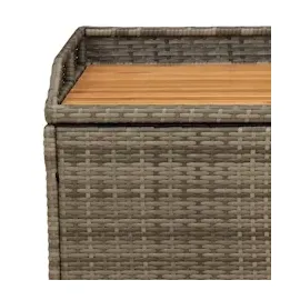 vidaXL Bank mit Stauraum Grau 100x50x52 cm Poly Rattan Akazienholz