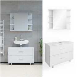 VICCO Badmöbel Set ILIAS Weiß  Bad Spiegel Unterschrank Badschrank