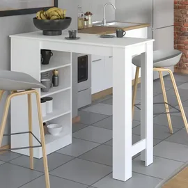 Homestyle4u Bartisch 120 x 105 x 50 cm Weiß