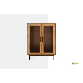AC ANGEL CERDÁ Highboard 110 x 140 x 50 cm Walnuss / Schwarz