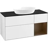 Villeroy & Boch Finion Waschtischunterschrank GA72GNGF 120cm, Abdeckplatte black matt, Emotion, Regale Walnut Veneer, Glossy white lacquer