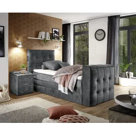 Set One by Musterring Boxspringbett "Richmond", grau (anthrazit), B:134cm L:243cm, SET ONE BY MUSTERRING, Komplettbetten, Boxspringbett, versenkbarer TV- Halterung mit Fernbedienung