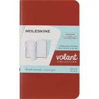 Moleskine Volant Notizhefte (liniert, Soft Cover, X-Small) 2er-Set Korallrot, Aquamarinblau