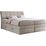 MKS Meble Boxspringbett, Beige, Textil, 2-Sitzer, H3, Rechteckig, 140x200 cm, Schlafzimmer, Betten, Boxspringbetten