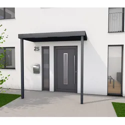 Gutta Rechteckvordach BS Plus XL 160 Sondermaß mit Pfosten (neues Modell) Entwässerung über linken Pfosten Inkl. Bewegungsmelder