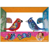 DIGIBIRDS 88616 Digi Birds Set mit 2 interaktiven Vögeln, die pfeifend und singen, reagieren auf Berührung und Stimmen, zufällige Farbe, Spielzeug für Kinder, ab 5 Jahren