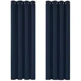 Deconovo Single Blackout Curtains Thermo-Verdunkelungsvorhänge für Schlafzimmer, Polyester, 140 x 260, 2