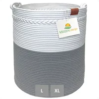 Wiesen.design Korb KNUT Ø46xH48 cm Grau/Weiß/80L, Wäschekorb geflochten aus