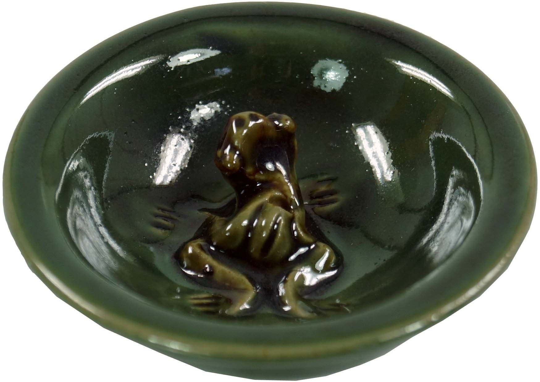 GURU SHOP Keramik Räucherstäbchen Schale, Grün, Farbe: Grün, 3x7,5x7,5 cm, Räucherstäbchen Halter