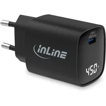InLine USB PD Netzteil, GaN Ladegerät, 1-Port, USB-C, 45W, mit Display