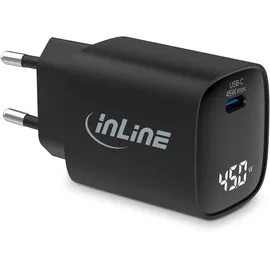 InLine USB PD Netzteil, GaN Ladegerät, 1-Port, USB-C, 45W, mit Display