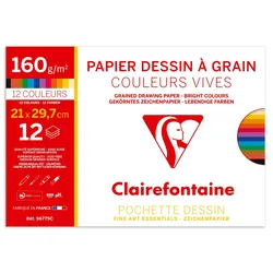 Clairefontaine 10x Etival Color, Zeichenpapier A4 160g, Packung mit 12 Bogen in verschiedenen Farben - Lebendige Farben sortiert 96779C