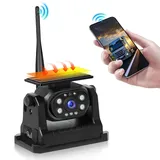 Hodozzy Wireless Solar Rückfahrkamera Stabiles WiFi,1080P Rückfahrkamera mit Wasserdicht,Solaraufladung, Magnetische Basis, Nachtsicht,Rückfahrhilfe Wiederaufladbare Kamera solar rückfahrkamera Auto