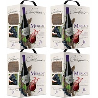 4x Merlot Rotwein trocken Bag-in-Box Vin de Pays d'Oc Languedoc Frankreich