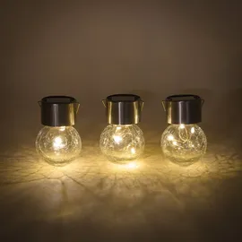 esotec Solar Hängeleuchten 3er-Set Crackle Balls warmweiß 102309