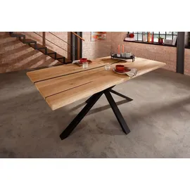 Main Möbel Epoxidharz Esstisch 200x100cm "Chicago" Wildeiche massiv - Schwarz