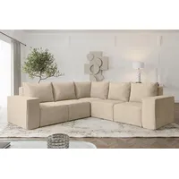 Fun Möbel Ecksofa Designersofa ESTELLE in Stoff Abriamo Beige Seite Universal