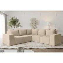 Fun Möbel Ecksofa Designersofa ESTELLE in Stoff Abriamo Beige Seite Universal