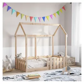 vidaXL Hausbett 70 x 140 cm Kiefer massiv braun