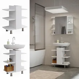 Vicco Waschbeckenunterschrank Fynn 60 x 70 cm mit 6 Ablagen Weiß