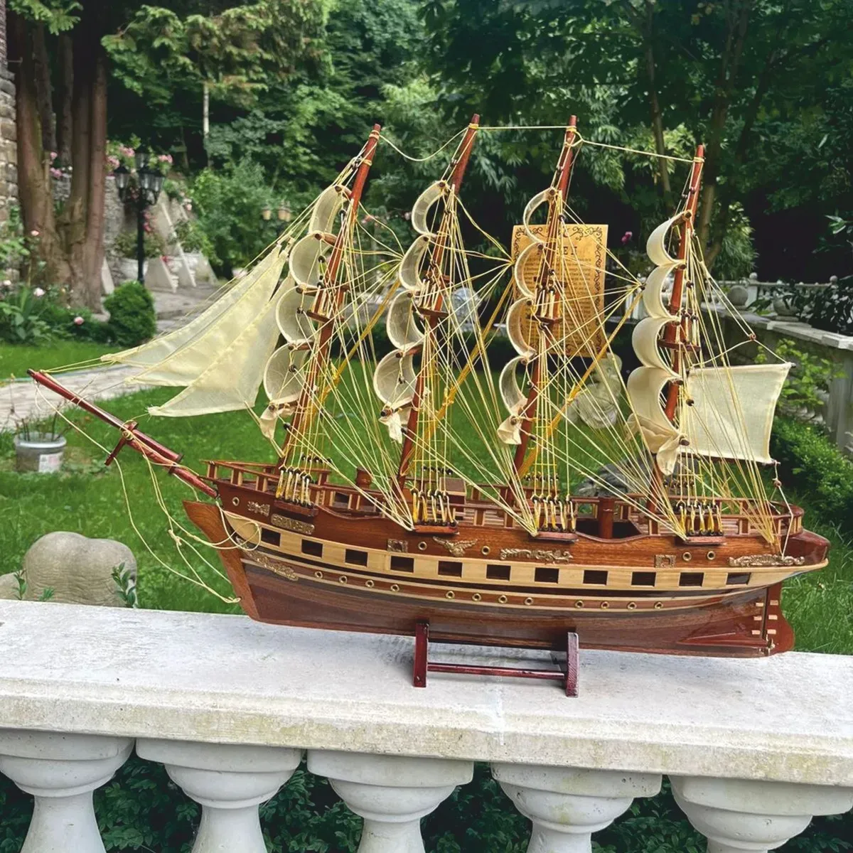 Casa Padrino Deko Segelschiff France II 74 cm - Handgefertigtes Modellschiff