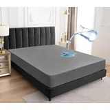 Wasserdichter Matratzenschoner 160x200cm, Atmungsaktiver Premium-matratzenbezug, Geräuschdämmender Matratzenschoner, Wasserdichtes Spannbettlaken (grau)
