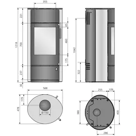 Oranier Polar Neo Vantage W+ Stahl Schwarz/Abdeckplatte Speckstein
