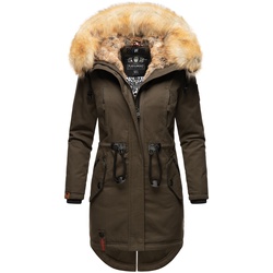 NAVAHOO Damen stylischer Wintermantel Winterparka mit Kunstfell-Kapuze Bombii