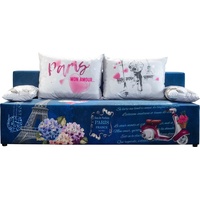 exxpo - sofa fashion Schlafsofa inklusive Bettfunktion und Bettkasten, Liftbettfunktion und Federkern blau
