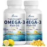 VivoNu Omega 3 Weichkapseln - 720 Kapseln - 4200mg Fischöl mit 3900mg Omega-3, 2700mg EPA, 1100mg DHA & 100mg DPA pro Portion - aus nachhaltigem Fischfang