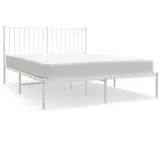 vidaXL Bettgestell mit Kopfteil Metall Weiß 140x200 cm
