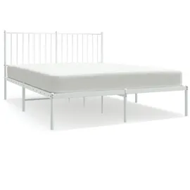 vidaXL Bettgestell mit Kopfteil Metall Weiß 140x200 cm