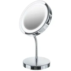 Adler AD 2159 Kosmetikspiegel LED Make Up Spiegel beleuchtet tragbar rund silber Handspiegel