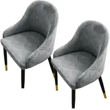 WYLEBER Dehnbare-Esszimmer Stuhlhussen mit Gebogener Rückenlehne 1/2/4/6er-Set,Esszimmer Stuhlhussen mit Armlehnen,Vier Jahreszeiten für Zuhause Restauran Küche Hotel Partys(Dark Gray,2 Set)