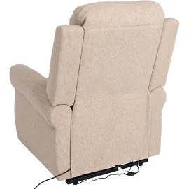 Mendler Fernsehsessel HWC-K63, Relaxsessel Sessel, Liegefunktion Aufstehhilfe Massage Heizfunktion, Stoff/Textil - beige-braun