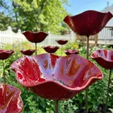 Keramik Vogeltränke Blume, Stehende Vogelbad Gartenstecker mit Stab, Wetterfest Frostsicher für Garten & Balkon, auch als Insektentränke nutzbar