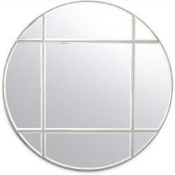 Casa Padrino Luxus Spiegel Silber Ø 110 cm - Runder Wandspiegel - Wohnzimmer Spiegel - Garderoben Spiegel - Luxus Qualität