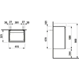 Laufen Pro S Waschtischunterschrank, Scharnier links, zu Waschtisch H815961, 415x320x580mm, H4833010964231 41,5x32x58cm, 1 Tür, Wenge