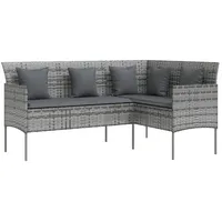 vidaXL Sofa in L-Form mit Kissen Poly Rattan Grau