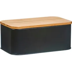 Brotkasten ZELLER PRESENT, schwarz, B:18cm H:12,5cm L:31cm, Metall, Bambus, Lebensmittelaufbewahrungsbehälter, Länge ca. 31 cm, schwarz