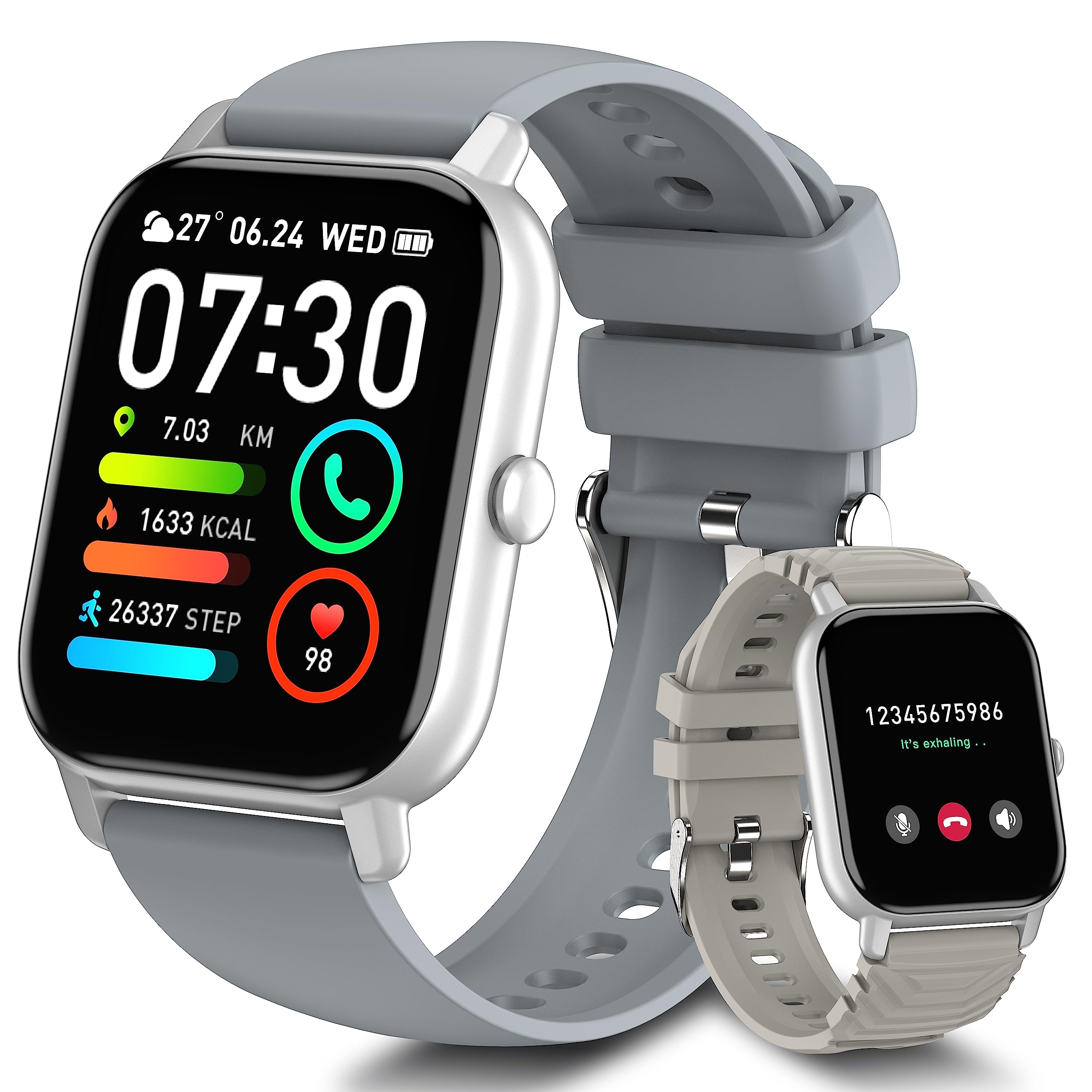 Smartwatch Herren mit Telefonfunktion, Smart Watch Herren mit Schrittzähler, 1.85" Armbanduhr Herren Uhr, Fitness Tracker mit Pulsuhr, Schlafmonitor, IP68 Sportuhr Fitnessuhr Herren für Android iOS