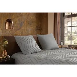 PURE luxury collection Zigzag Uni Grau 135 x 200 cm + 2 x 80 x 80 cm