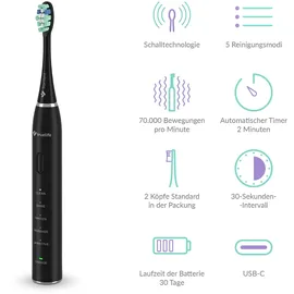 TrueLife SonicBrush Clean30 Zahnbürste mit Schalltechnologie Black 1 St.