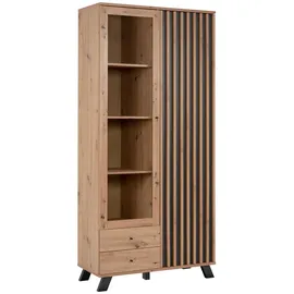 MID.YOU Standvitrine 92 x 198 x 40 cm Braun